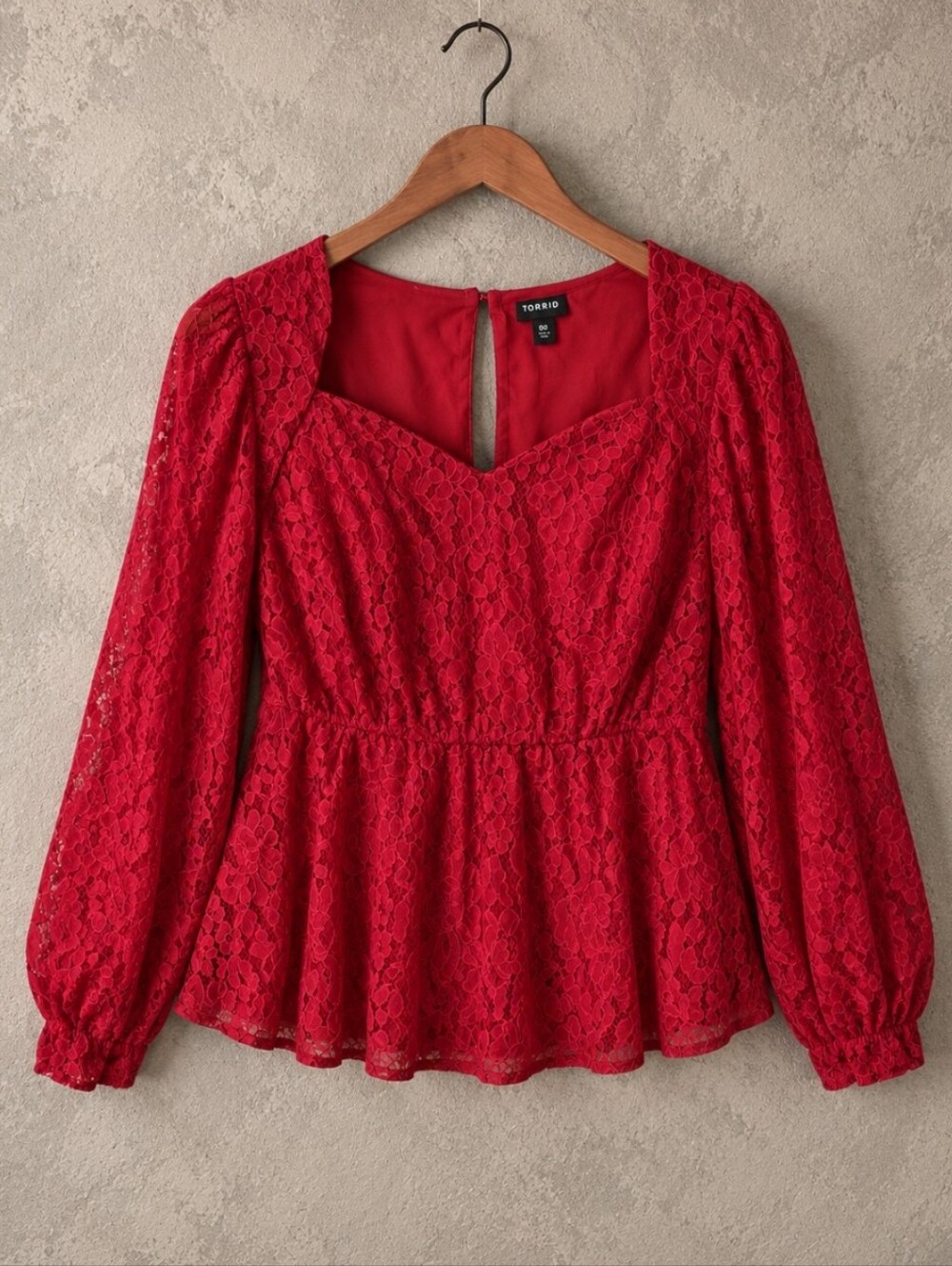 torrid Red Lace Sweetheart Peplum Blouse